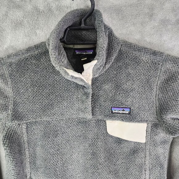 Womens Gray Patagonia Polartec Fleece Pullover Jacket 1/4 Snap Button Size S - Picture 4 of 11